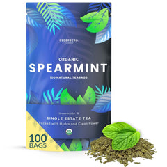 Cederberg Organic Spearmint Tea Bags in 100-count box for caffeine-free enjoyment.