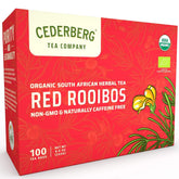 Cederberg Red Rooibos tea teabag close-up showing pure needle leaves for bold flavor.