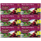 Celestial Seasonings Black Cherry Berry tea bags ready to brew a soothing cup.