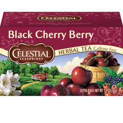 Celestial Seasonings Black Cherry Berry tea box, ideal for relaxing evenings.