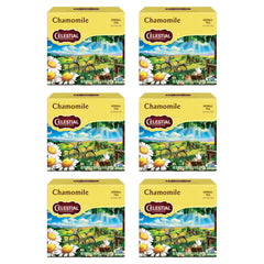 Celestial Seasonings Chamomile tea boxes show six-pack packaging for easy ritual brewing.