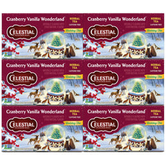 Celestial Seasonings Cranberry Vanilla Wonderland tea boxes ready for festive brew sessions