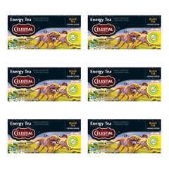 Celestial Seasonings Energy Black Tea bags ready to steep for a quick morning lift.