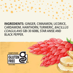 Celestial Seasonings Ginger + Probiotics tea box front showing packaging.