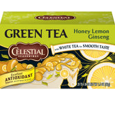 Celestial Seasonings green tea honey lemon ginseng tea bags ready to brew for a bright cup