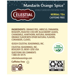 Celestial Seasonings ingredients close-up showing orange peel and hibiscus for vibrant color.