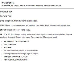 Celestial Seasonings Madagascar Vanilla Red Tea cup-steeped; soothing vanilla aroma for cozy moments.