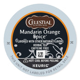 Celestial Seasonings Mandarin Orange Spice tea pack shot showing caffeine-free herbal brew option