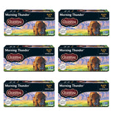 Celestial Seasonings Morning Thunder tea bags steeping for a caffeine boost.