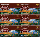 Celestial Seasonings Roastaroma box collection on shelf, caffeine-free coffee alternative.