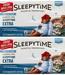 Celestial Seasonings Sleepytime Extra front box view, a caffeine-free evening option