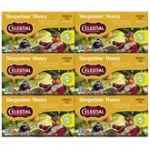 Sleepytime tea box-front by Celestial Seasonings, six-pack convenience for evenings