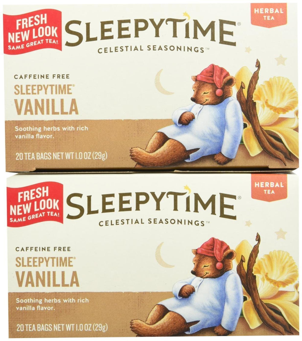 Celestial Seasonings Sleepytime Vanilla tea bags provide a calming evening ritual without caffeine