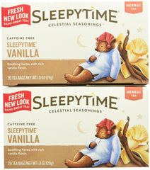 Celestial Seasonings Sleepytime Vanilla tea bags provide a calming evening ritual without caffeine