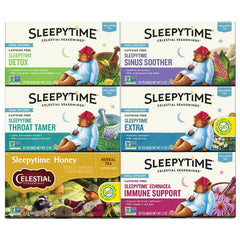 Celestial Seasonings Sleepytime Variety Pack tea bags for a relaxing evening ritual.