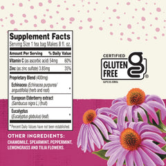 Sleepytime Wellness tea bags closeup highlighting echinacea and vitamin C benefits
