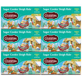 Celestial Seasonings Sugar Cookie Sleigh Ride box front showcasing festive herbal tea.