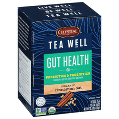 Creamy coconut oats and cinnamon flavor highlight TeaWell Gut Health for a cozy sip.