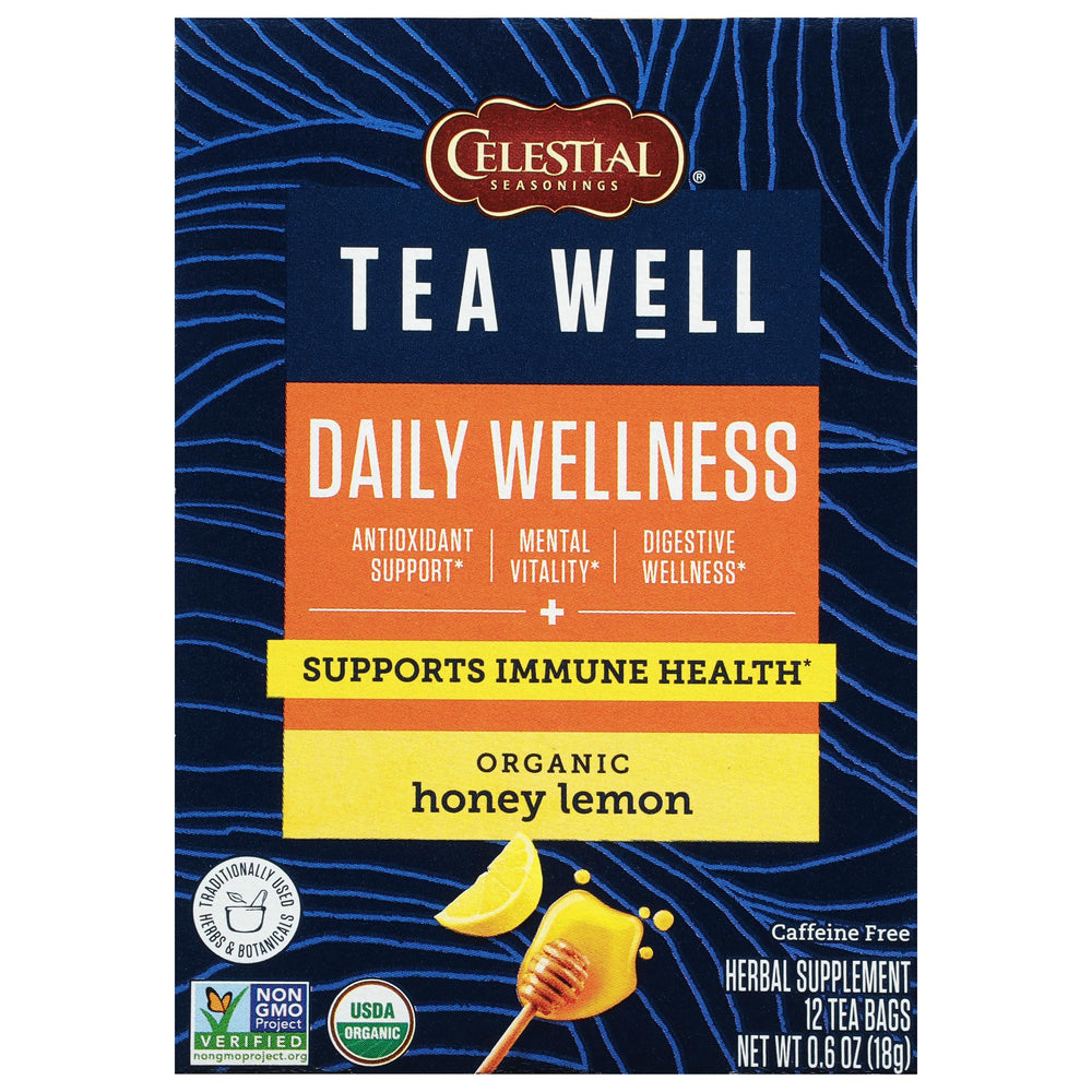 Celestial Seasonings TeaWell Honey Lemon tea bags in box for daily wellness ritual