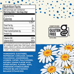 Celestial Seasonings Tension Tamer tea box back lists ingredients and sourcing.