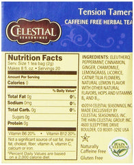 A warm cup of Celestial Seasonings Tension Tamer tea ready to enjoy, relaxing aroma