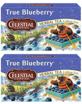 Celestial Seasonings True Blueberry tea box packaging highlights fruity flavor for gifting
