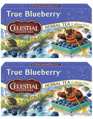 Celestial Seasonings True Blueberry tea box packaging highlights fruity flavor for gifting