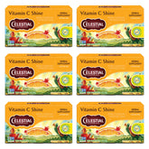 Celestial Seasonings Vitamin C Shine tea cup brew, citrusy and caffeine-free