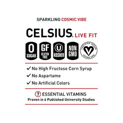 Celsius Cosmic Vibe carbonation bubbles closeup for refreshing taste