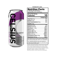 Celsius Essentials Sparkling Grape Slush can side view ideal for quick pre-workout energy