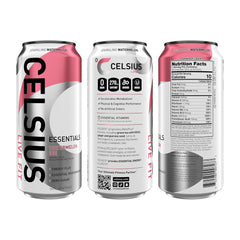 CELSIUS Essentials Sparkling Watermelon Ice label highlights three essential aminos and caffeine.