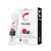 CELSIUS On-the-Go Berry powder stick packet ready to mix for an on-the-go energy boost