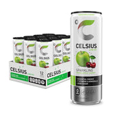 CELSIUS Sparkling Green Apple Cherry bottle promotes energetic refreshment for active routines