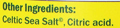 Celtic Sea Salt Electrolyte Powder packaging back displays ingredients and nutrition for informed choices.
