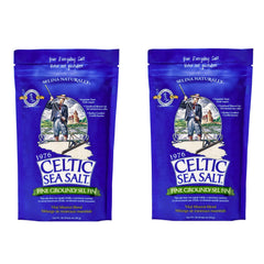 Celtic Sea Salt Fine Ground bottle closeup showing mineral-rich seasoning for everyday cooking