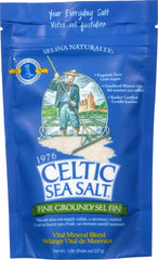 Celtic Sea Salt resealable bag on counter for freshness and convenience.