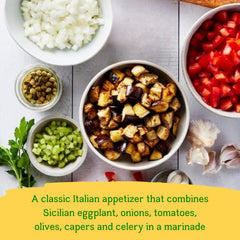 Cento Caponata pasta topping adds Sicilian flavor and color to dishes.