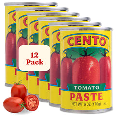 Cento Tomato Paste pack shot highlighting a convenient 12-pack