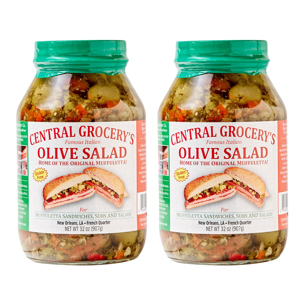 CENTRAL GROCERY Olive Salad pack of 2 jars for authentic muffuletta sandwiches.