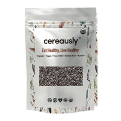 Cereausly organic black chia seeds bulk bag for versatile nutrition.