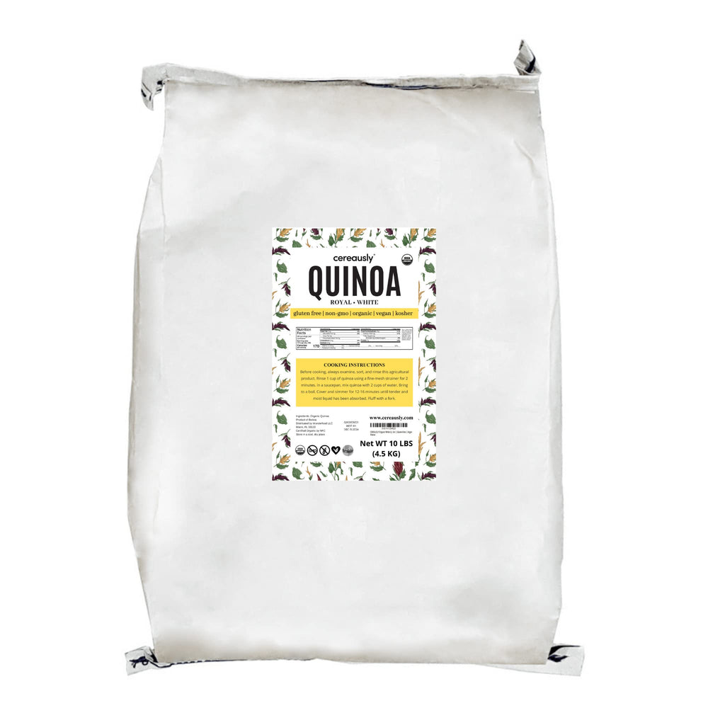 Cereausly Organic White Quinoa bag ready for bulk cooking and meal prep.