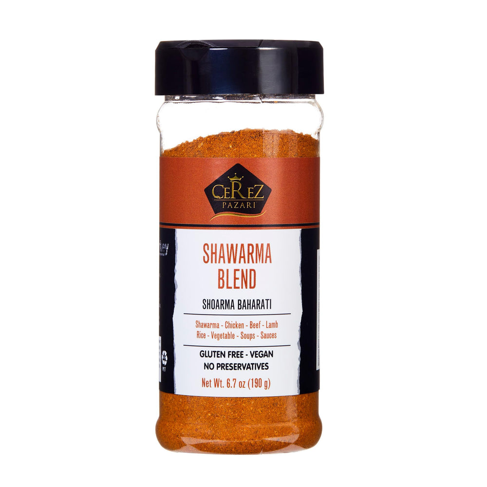 Çerez Pazarı Shawarma Spice Blend bottle shown for marinades and flavorful meals