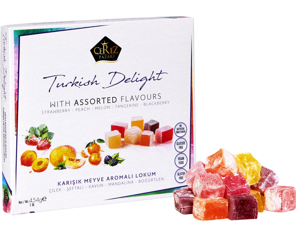 Cerez Pazari Turkish Delight strawberry close-up, juicy soft texture for a refined sweet snack.