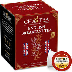 Cha4TEA English Breakfast K-Cup pod close-up for a quick, robust morning cup.
