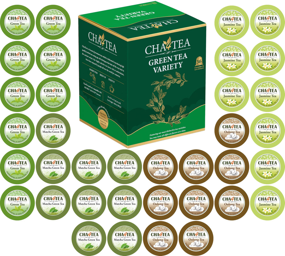 Cha4TEA 36-count box of assorted green tea K-Cups for quick brews