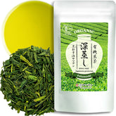 Chaganju Green Tea Sencha Fukamushi leaves close-up, showcasing vibrant color for smooth brew.