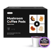 Chaism Mushroom Coffee Pods box front highlighting Lion's Mane blend for focus and energy.