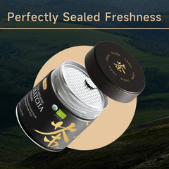 Chaism vibrant-green powder ready for ceremonial whisking and smooth taste.