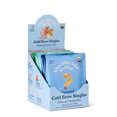 Chamberlain Coffee vanilla cold brew bag for quick iced coffee at home.