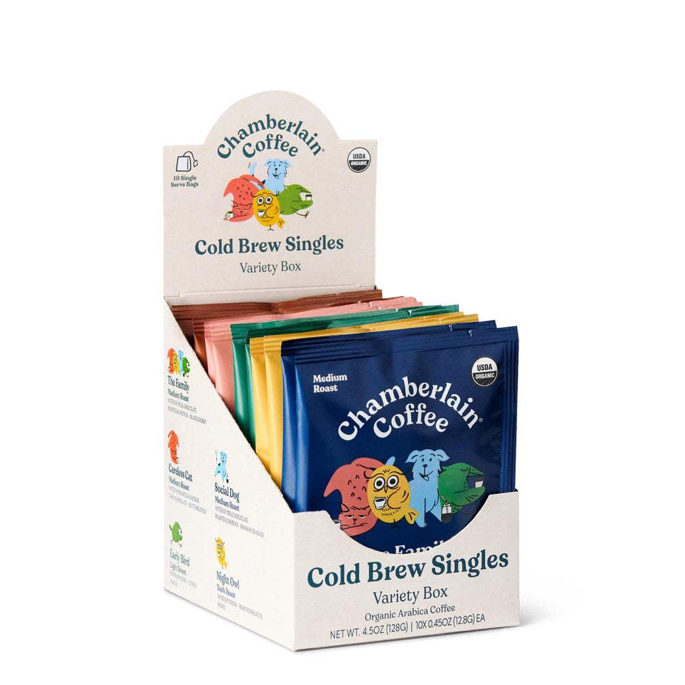Chamberlain Coffee variety cold brew singles box ready for quick premium iced coffee